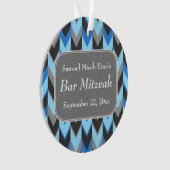 Blaues und graues Zickzack Muster-Bar Mitzvah Ornament (Vorderseite)