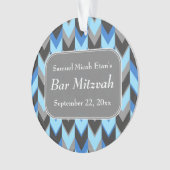 Blaues und graues Zickzack Muster-Bar Mitzvah Ornament (Vorderseite)