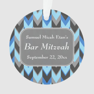 Blaues und graues Zickzack Muster-Bar Mitzvah Ornament