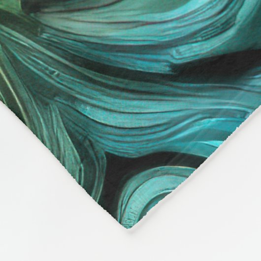 Blaues und grünes abstraktes Design Fleecedecke (Ecke)