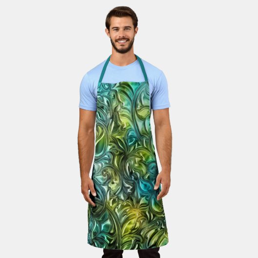 Blaues und grünes abstraktes Design Schürze (Getragen)