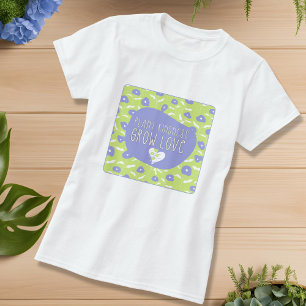 Blaues und grünes Blumen-T-Shirt der Güte T-Shirt