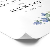 Blaues und grünes Blumenzeichen Poster (Ecke)