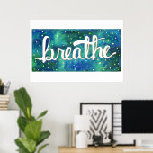 Blaues und grünes Breathe-Galaxy-Poster Poster (Heimbüro)