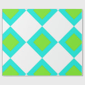 Blaues und grünes Diamantmuster Geschenkpapier (Flach)