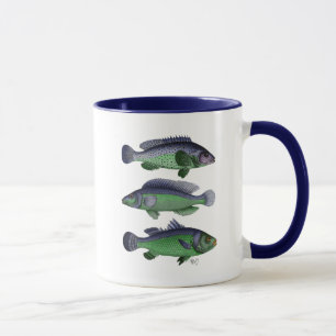 Blaues und grünes Fisch-Trio Tasse