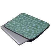 Blaues und grünes Fluer-de-lis Muster Laptopschutzhülle (Vorne Knopf)