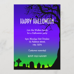 Blaues und grünes Friedhofsglühen glücklichen Einladung