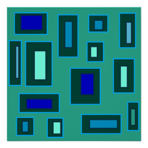 Blaues und grünes geometrisches Design Poster