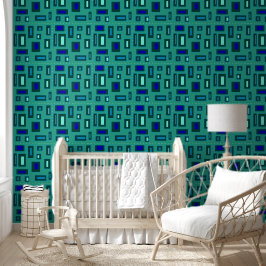 Blaues und grünes geometrisches Design Tapete