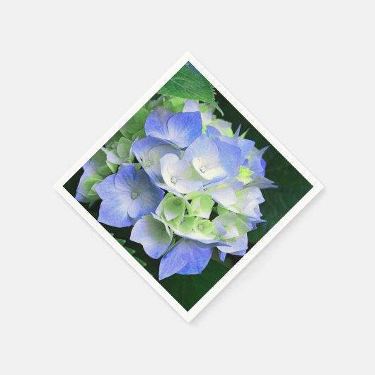Blaues und grünes Hydrangea Papier Napkins Serviette (Ecke)