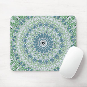 Blaues und grünes Küstenmedaillon-Muster Mousepad