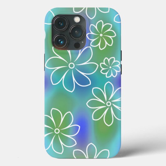 Blaues und grünes Nahtloses Blumenmuster Case-Mate iPhone Hülle (Rückseite)