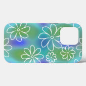 Blaues und grünes Nahtloses Blumenmuster Case-Mate iPhone Hülle (Rückseite (Horizontal))