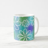 Blaues und grünes Nahtloses Blumenmuster Kaffeetasse (VorderseiteRechts)
