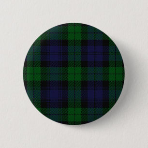 Blaues und grünes Schottisches Unterland Tartan Button