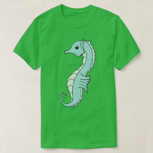 Blaues und grünes Seepferd T-Shirt (Design vorne)