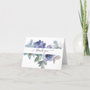 Blaues und grünes Wasserfarben-Blumenmuster person Dankeskarte