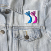 Blaues und heißes Rosa-Meerjungfrau-Schwänze Button (Beispiel)