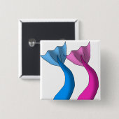 Blaues und heißes Rosa-Meerjungfrau-Schwänze Button (Vorne & Hinten)