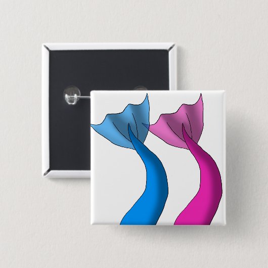 Blaues und heißes Rosa-Meerjungfrau-Schwänze Button (Vorne & Hinten)