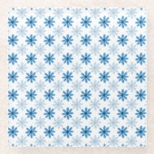 Blaues und hellblaues Blütenmuster-Set Unterteller Glasuntersetzer (Vorderseite)