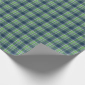 Blaues und hellgrünes sportliches kariertes geschenkpapier (Ecke)