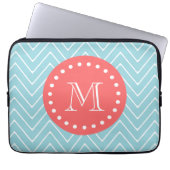 Blaues und korallenrotes Zickzack mit Laptopschutzhülle (Vorderseite)