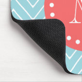 Blaues und korallenrotes Zickzack mit Mousepad (Ecke)