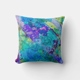 Blaues und lila abstraktes funky Kissen