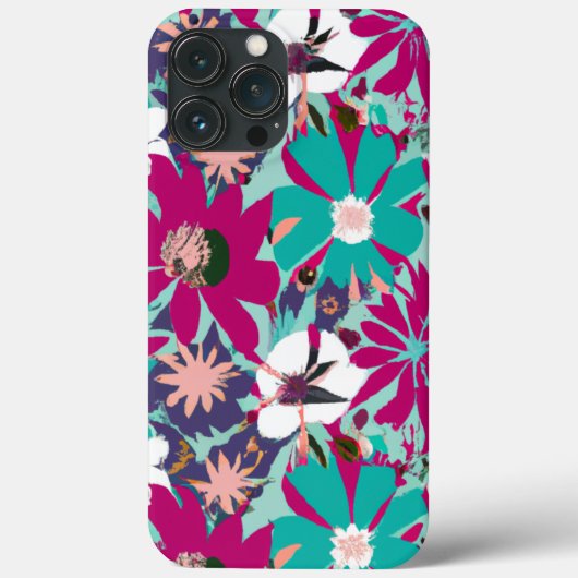 Blaues und Lila Blumenmuster Case-Mate iPhone Hülle (Rückseite)