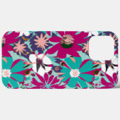 Blaues und Lila Blumenmuster Case-Mate iPhone Hülle (Rückseite (Horizontal))