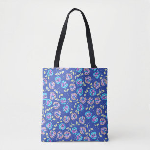 Blaues und lila Blumenmuster Tasche
