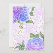 Blaues und Lila Brautparty aus Blumengold Einladung (Rückseite)