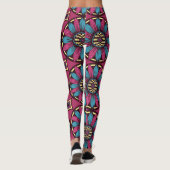 Blaues und Lila Daisy-Muster Leggings (Rückseite)