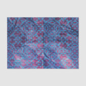 Blaues und Lila Damaskus-Muster auf gekämmter Text Seidenpapier (Vorderseite)