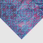 Blaues und Lila Damaskus-Muster auf gekämmter Text Seidenpapier (Ausschnitt)