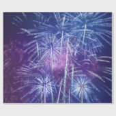blaues und lila Feuerwerk Geschenkpapier (Flach)
