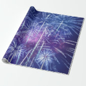 blaues und lila Feuerwerk Geschenkpapier (Ungerollt)