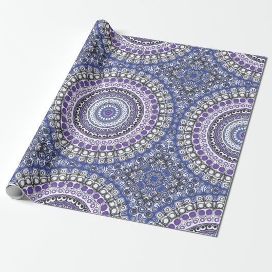 Blaues und Lila geometrisches Muster Geschenkpapier (Ungerollt)