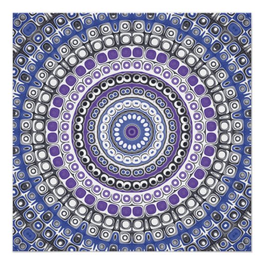 Blaues und Lila geometrisches Muster Poster (Vorderseite)