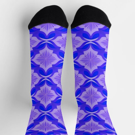 Blaues und Lila geometrisches Muster Socken (Oben)