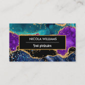 Blaues und Lila Glitzer Peacock Agate Visitenkarte (Vorderseite)