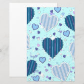 Blaues und Lila Herz Briefpapier (Vorne/Hinten)