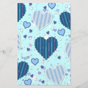 Blaues und Lila Herz Briefpapier