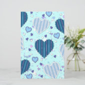 Blaues und Lila Herz Briefpapier (Stehend Vorderseite)
