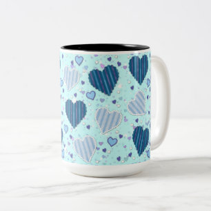 Blaues und Lila Herz Zweifarbige Tasse