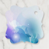 Blaues und Lila Hochzeitsdesign Geschenkanhänger (Rückseite)