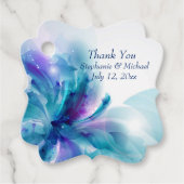 Blaues und Lila Hochzeitsdesign Geschenkanhänger (Vorderseite)