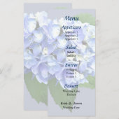 Blaues und Lila Hydrangea-Hochzeitmenü Menükarte (Vorne/Hinten)
